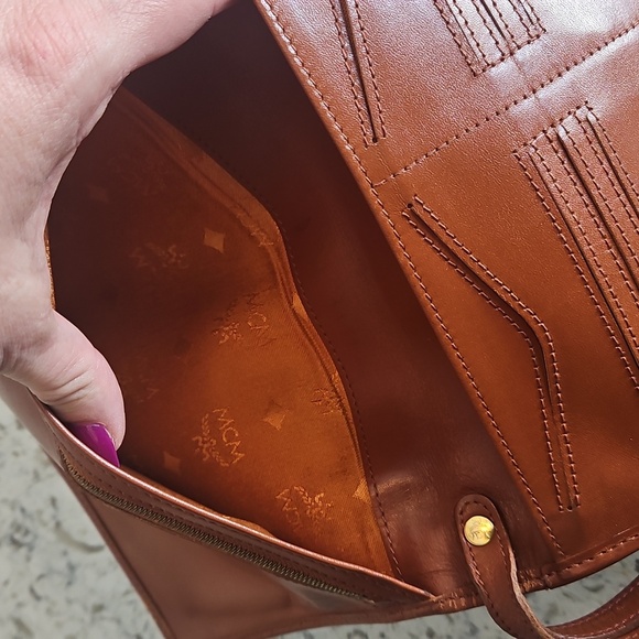 MCM Cognac Leather Wallet with Gold Accents - Picture 7 of 16